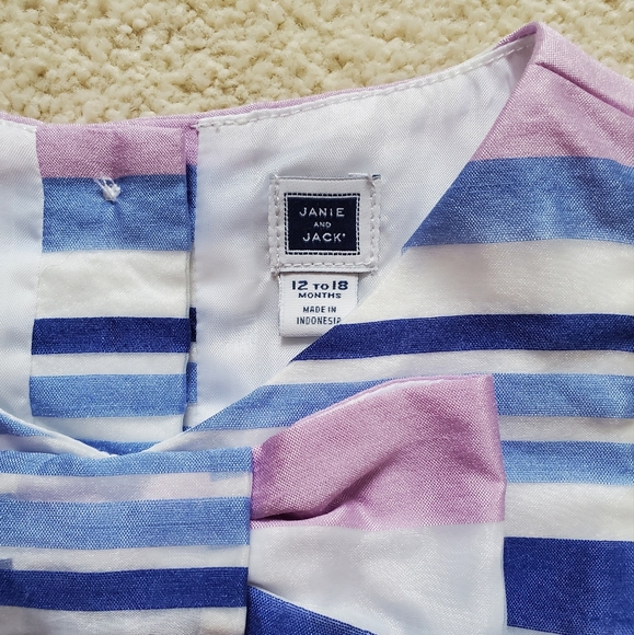 Janie and Jack Baby Girls' Purple and Blue Striped Bow Top sz12-18m - Picture 3 of 11